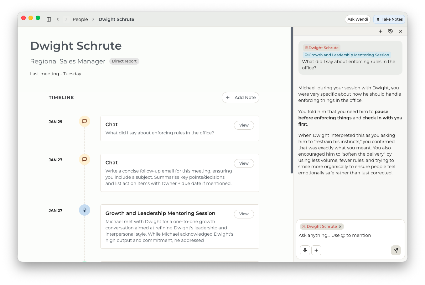 Wendi AI Interface Demo - The Manager AI for People Ops and HR Automation